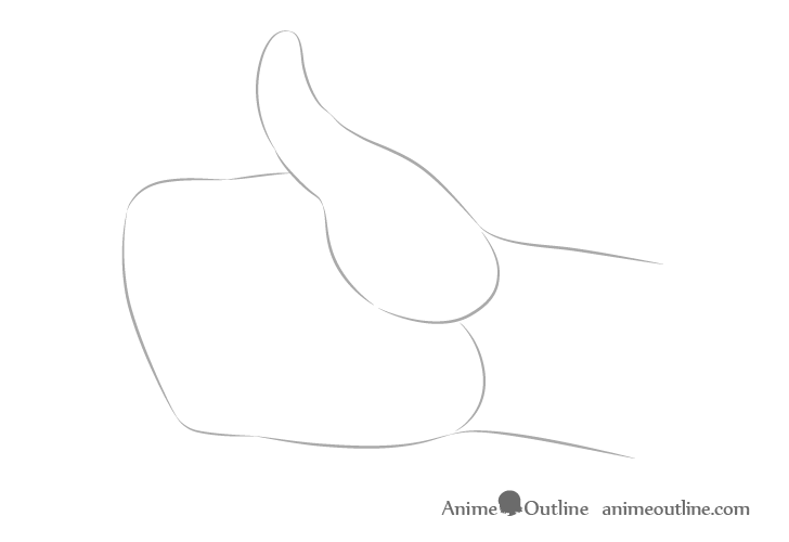 Thumbs up hand outline drawing