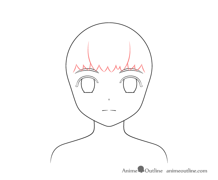 Anime dog girl hair front drawing