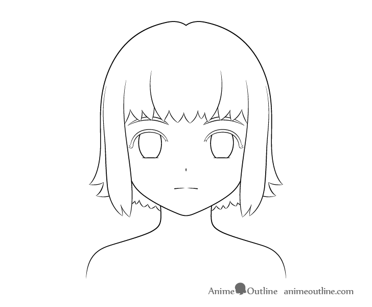 Anime dog girl hair outline drawing