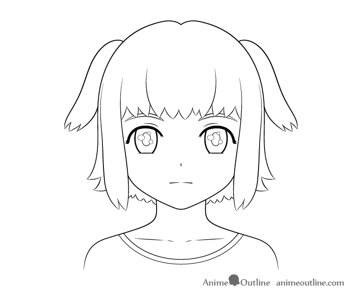 Anime dog girl line drawing