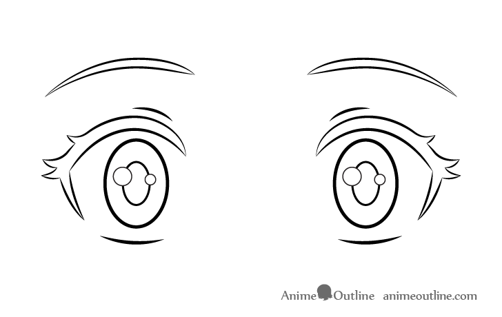 Surprised anime eyes line drawing