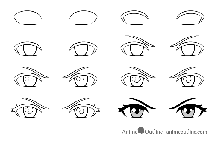 Angry anime eyes drawing step by step