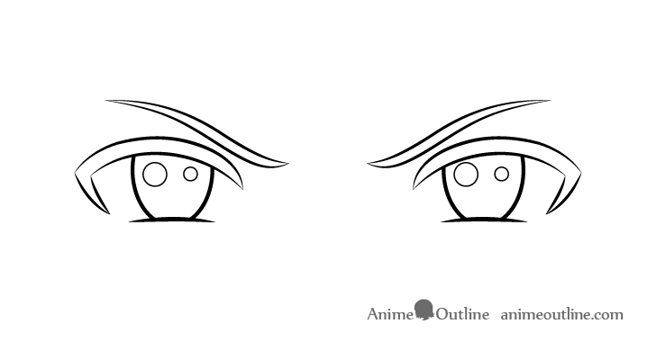 Angry anime eyes highlights drawing