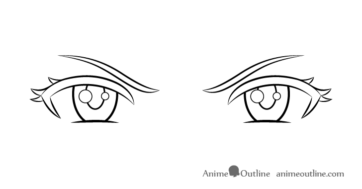 Angry anime eyes line drawing