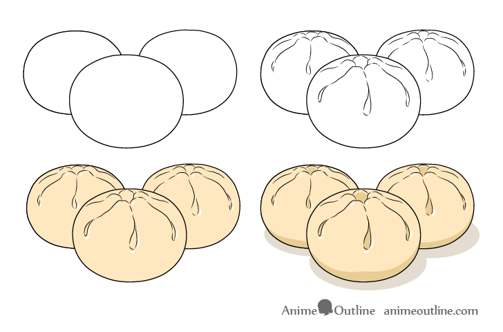 Dumplings drawing step by step