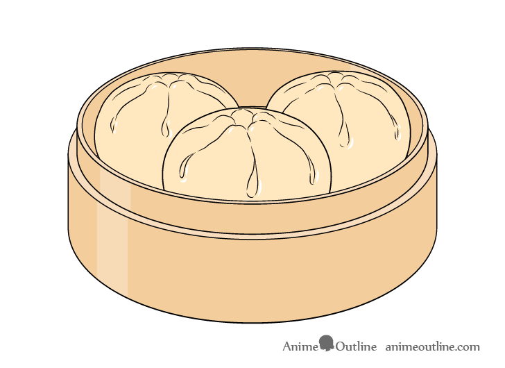 Dumplings in steamer drawing coloring