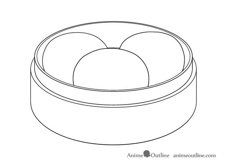 Dumplings in steamer outline drawing