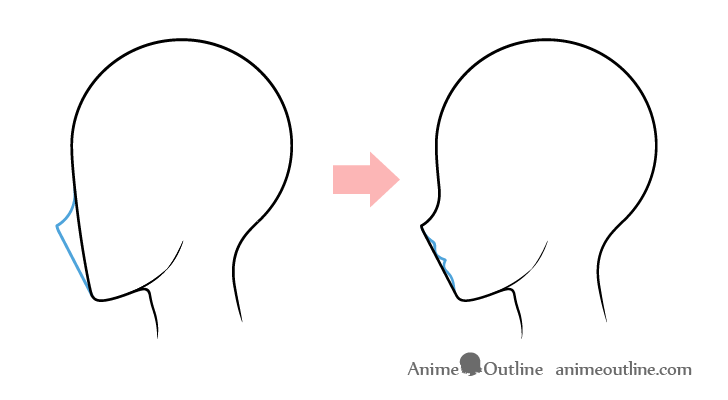 Anime boy nose and mouth side view drawing