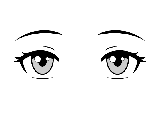 Close-up photo of detailed female anime eyes