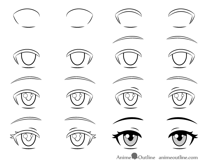 Bored anime eyes drawing step by step