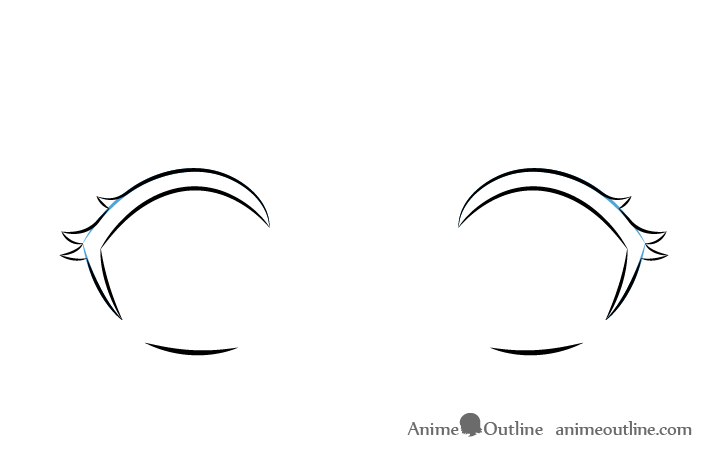 Surprised anime eyes lashes outline drawing
