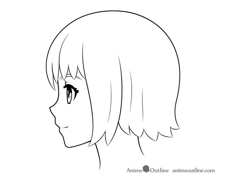 Anime face side view line drawing
