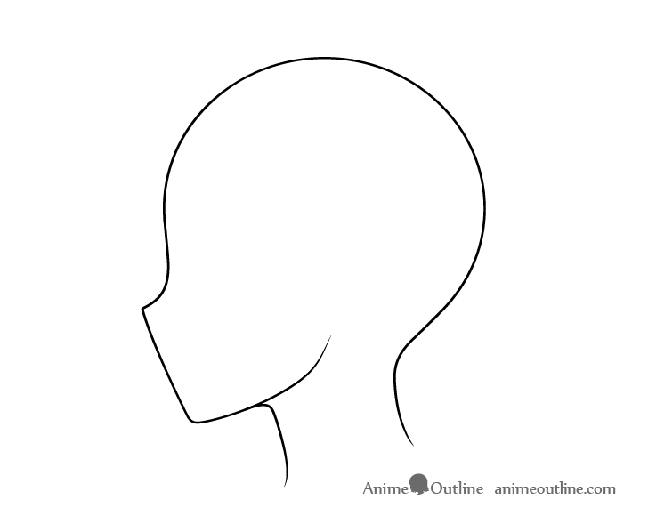 Anime head outline side view drawing