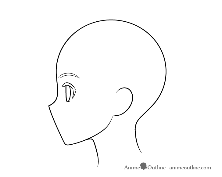 Anime head side view eyebrow drawing