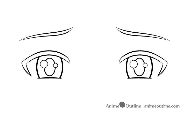 Sad anime eyes details drawing