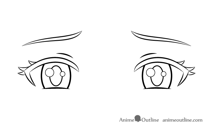 Sad anime eyeds line drawing