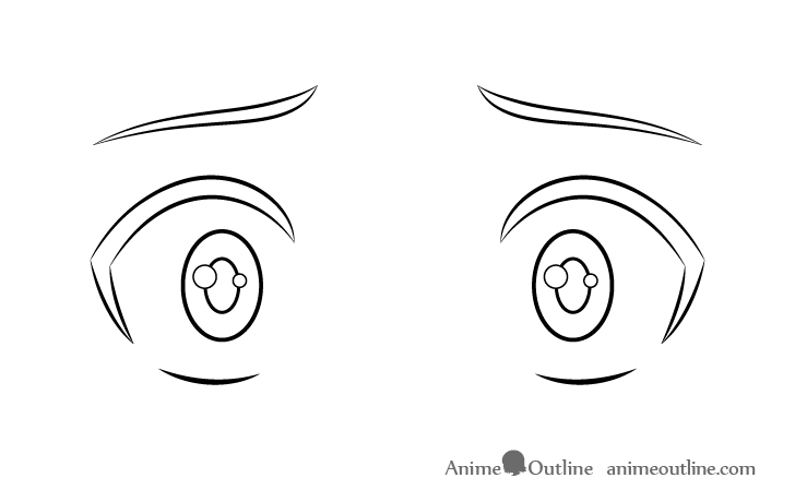 Scared anime eyes details drawing