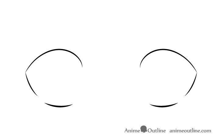 Scared anime eyes outline drawing