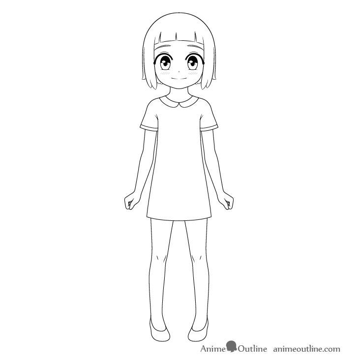 Anime little girl clothes drawing