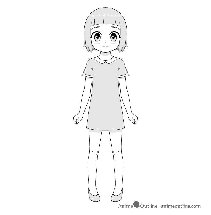 Anime little girl drawing