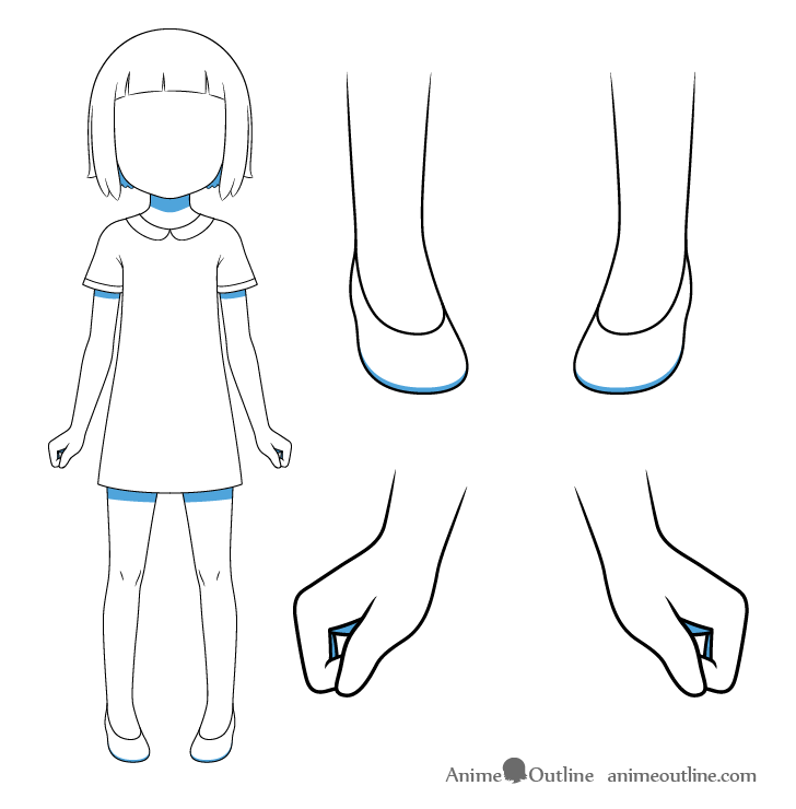 Anime little girl drawing body shadow