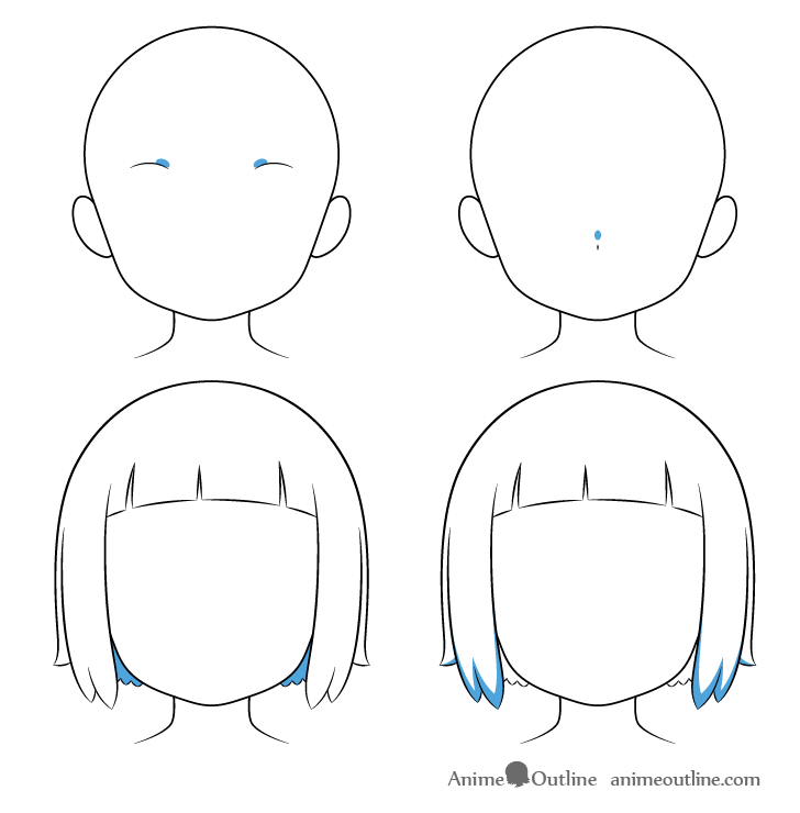 Anime little girl drawing face shadows