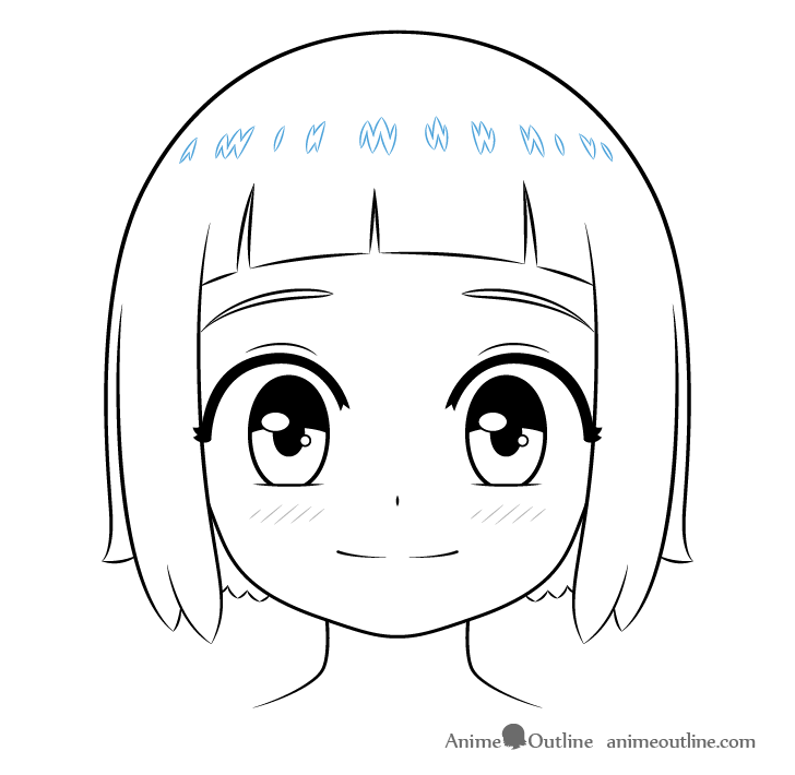 Anime little girl hair highlights drawing