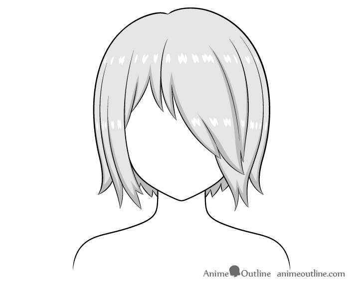 Anime hair over one eye drawing