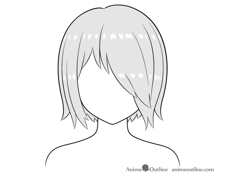 Anime hair over one eye drawing shading