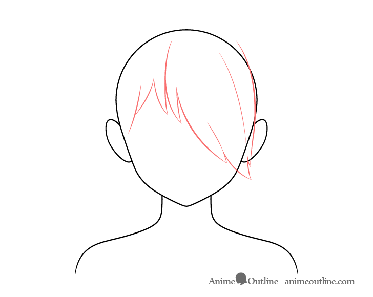 Anime hair over one eye front drawing