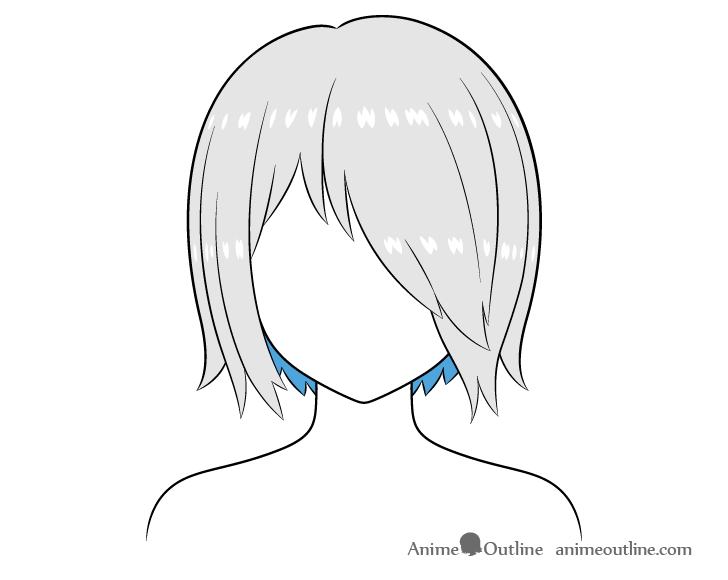 Anime hair over one eye shadows back drawing