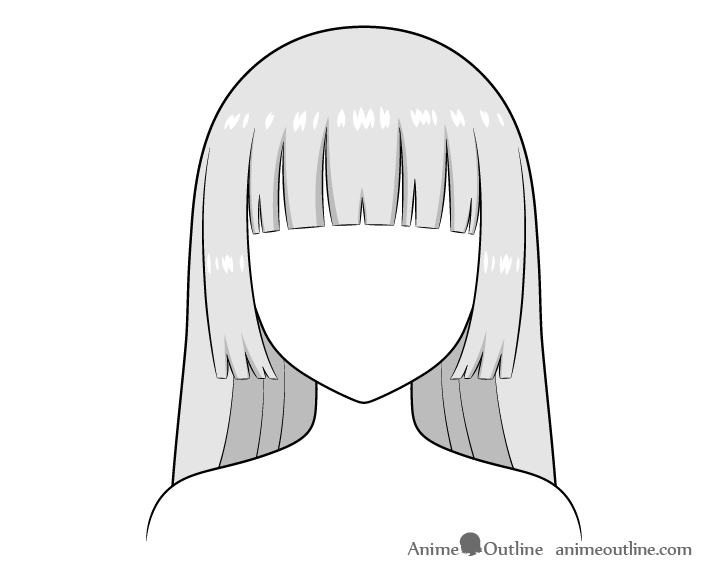 Anime hime cut hair drawing