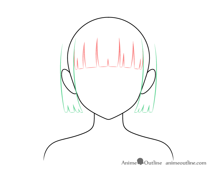 Anime hime cut hair sides drawing