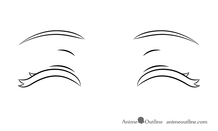 Happy anime eyes line drawing