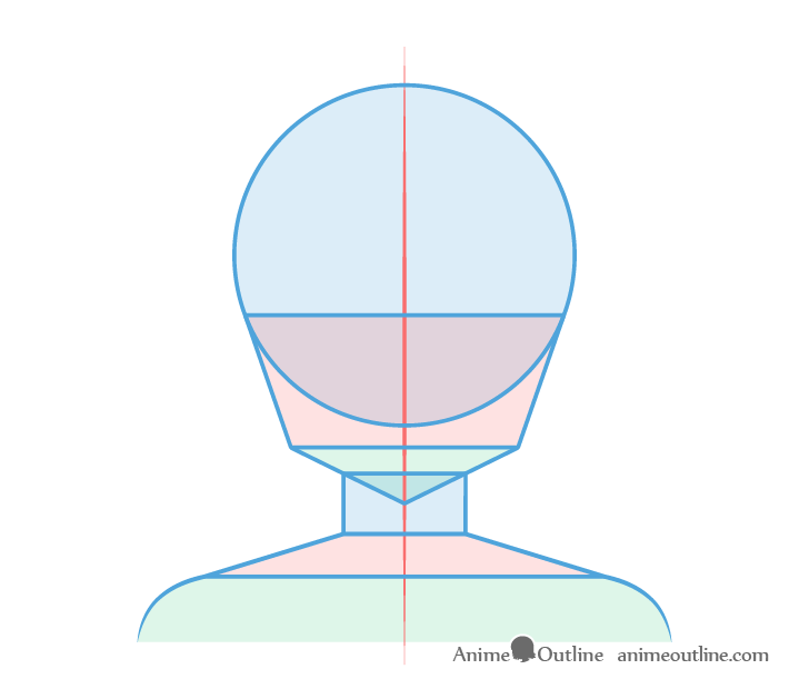 Anime head and shoulders structure drawing