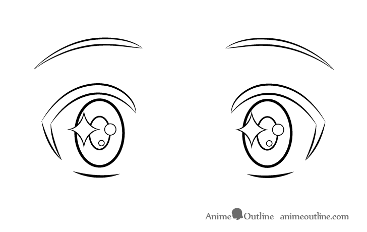 Excited anime eyes details drawing