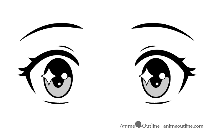 Excited anime eyes drawing