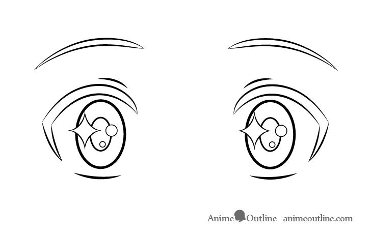 Excited anime eyes eyelids drawing