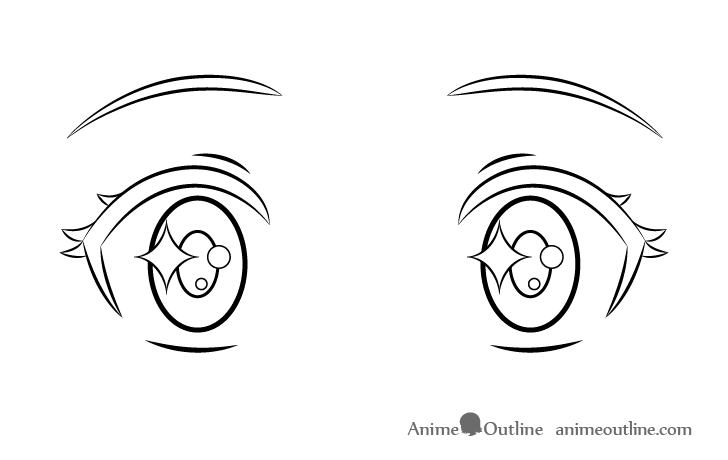 Excited anime eyes line drawing