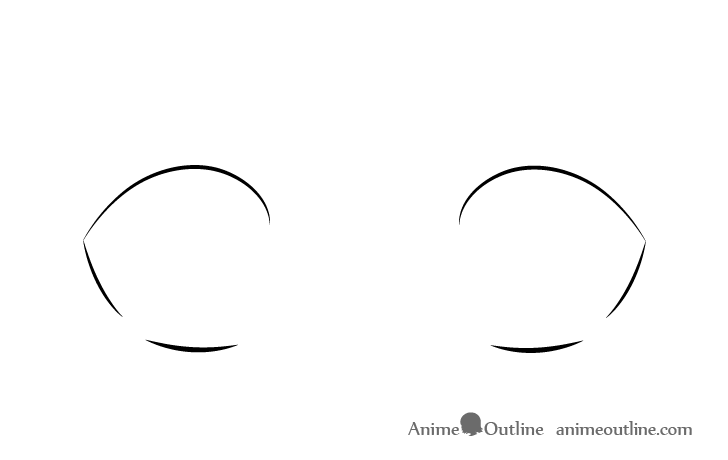 Excited anime eyes outline drawing