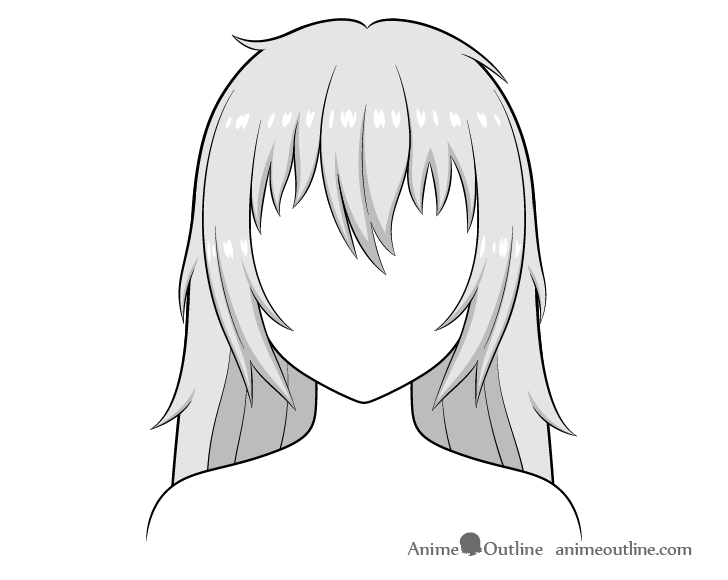 Messy anime hair drawing