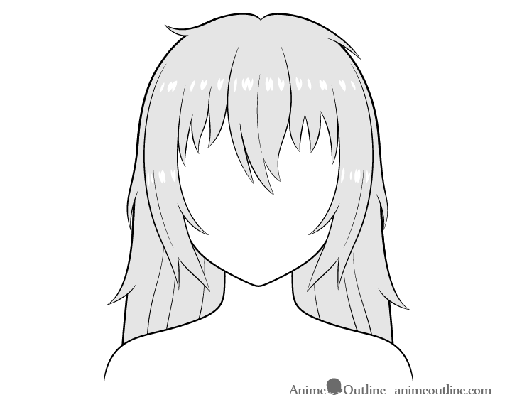 Messy anime hair drawing shading