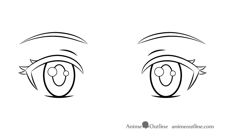 Anime eyes line drawing