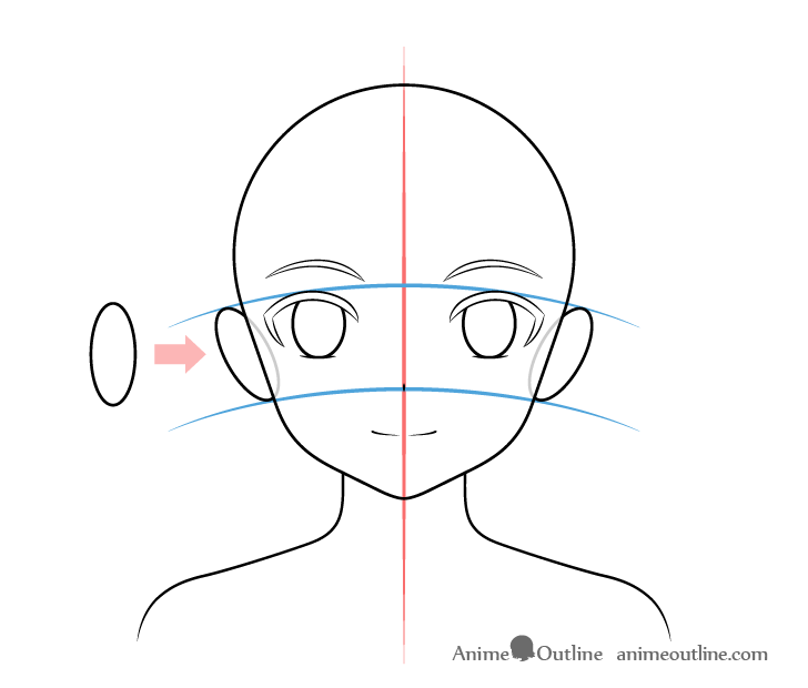 Anime ears on head drawing