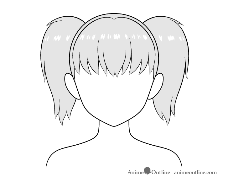 Anime pigtails hair drawing shading