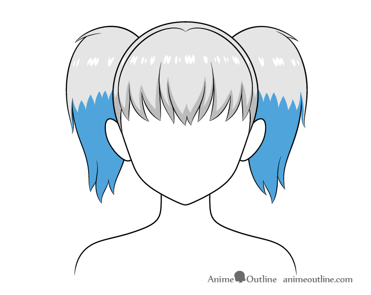 Anime pigtails hair shadows drawing