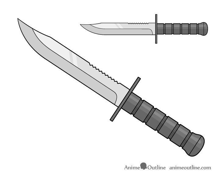 Military knife drawing