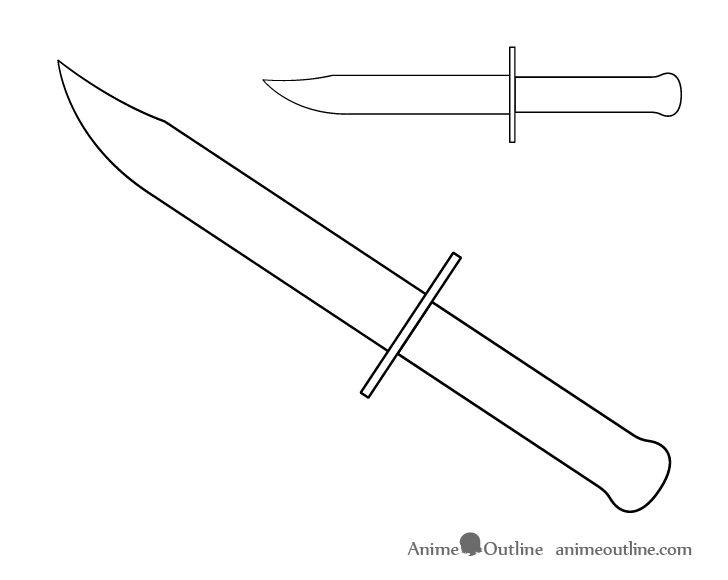 Military knife handle drawing