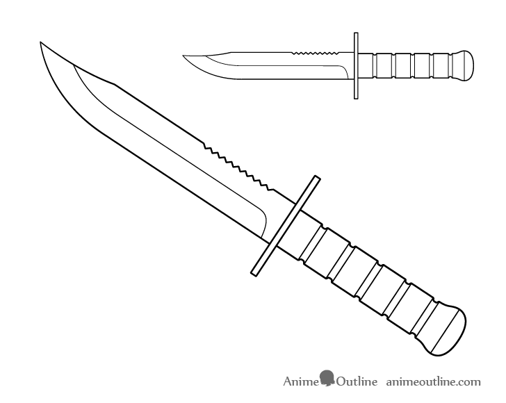 Military knife line drawing