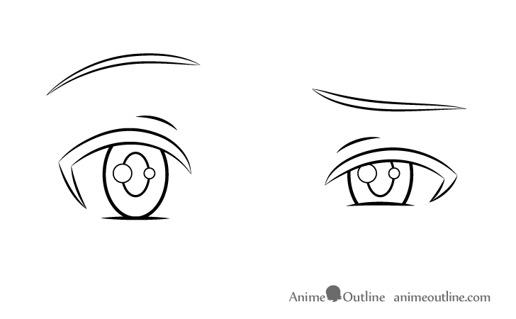 One eyebrow raised anime eyes eyelids drawing